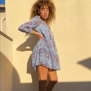 Aritzia Sunday Best Lillian Tiered Ruffle Floral Babydoll Mini Dress